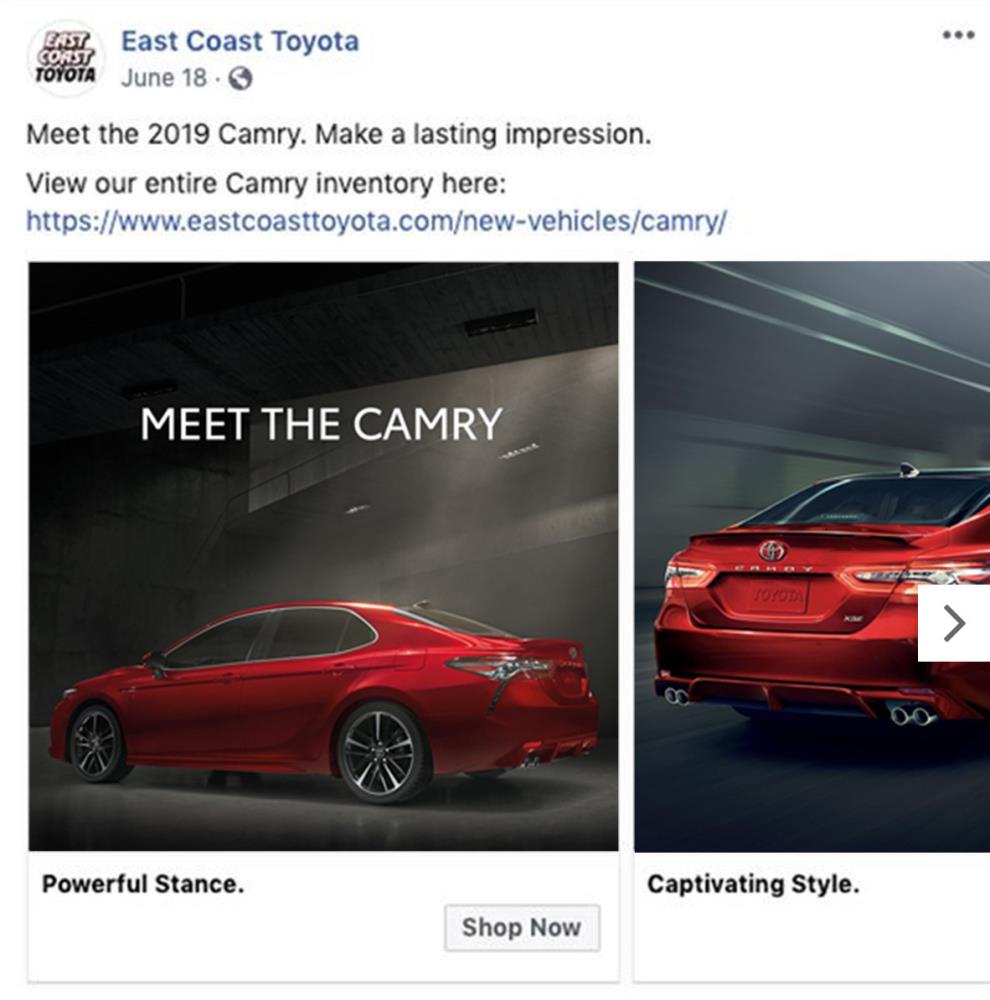 Meet the 2019 Camry. Make a lasting impression. View our entire Camry inventory here: image of camry